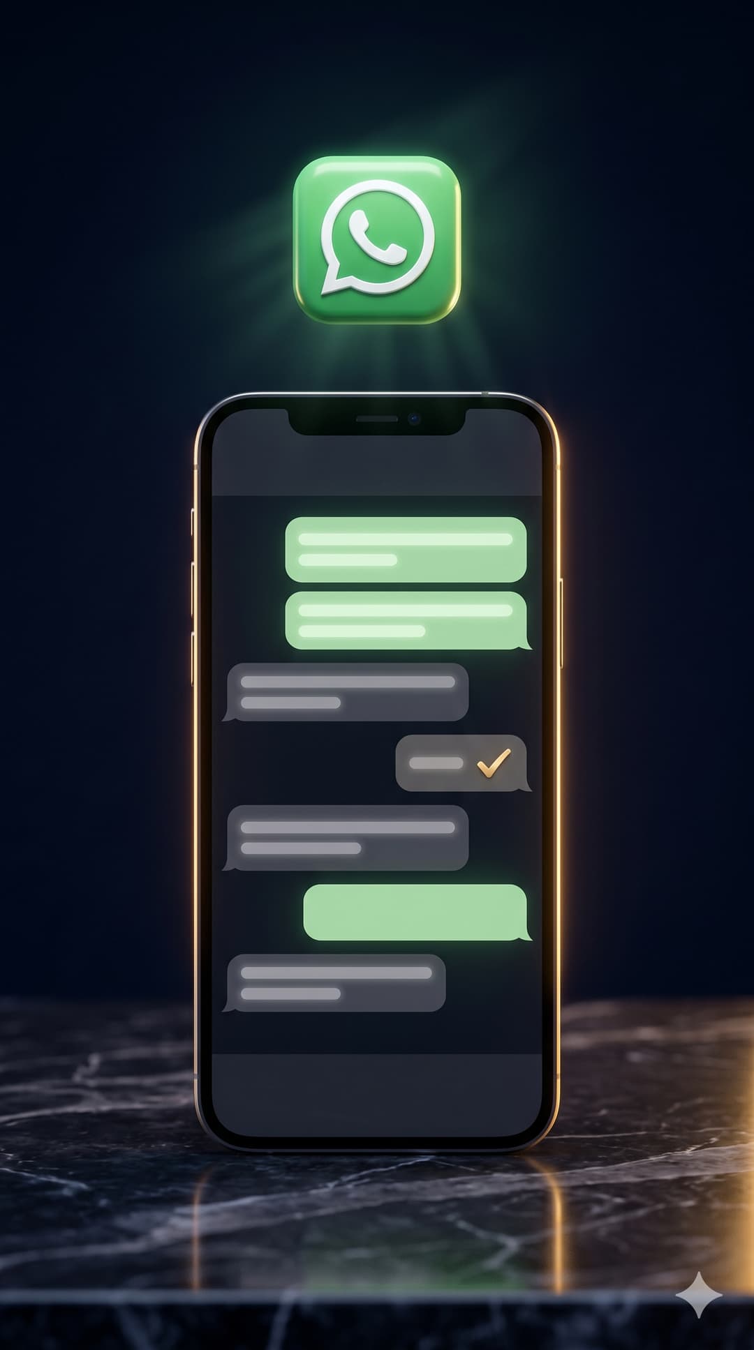 A phone showing a WhatsApp conversation answered by an automatic assistant
